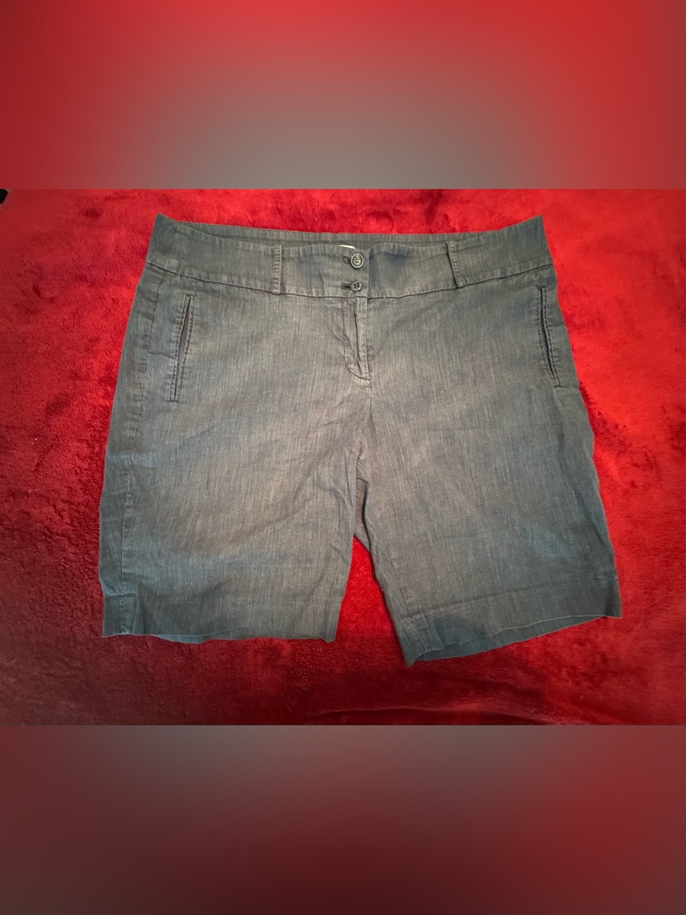 LOFT Chambray Bermuda Shorts in Denim Blue